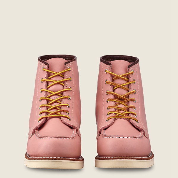 Red Wing Heritage Boots Pink - Red Wing Womens 6-inch Classic Moc - Short Boundary Leather - LMCBF-7